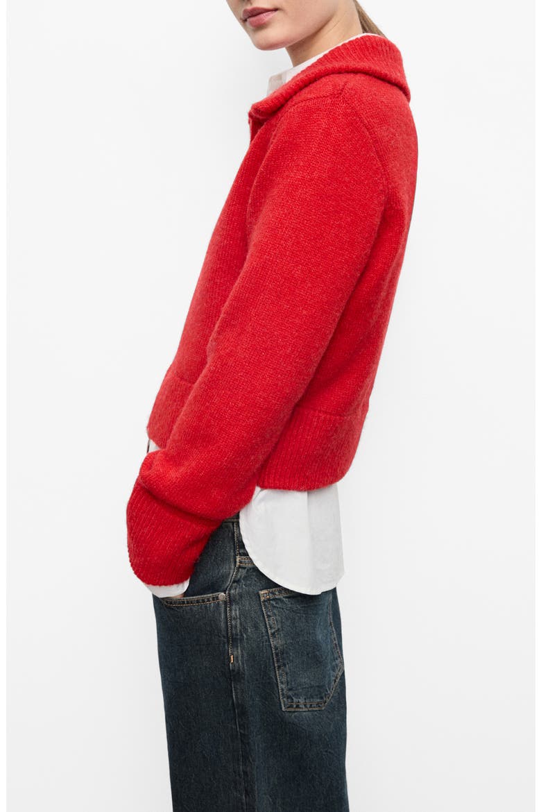 Zip-Front Cardigan, Alternate, color, RED