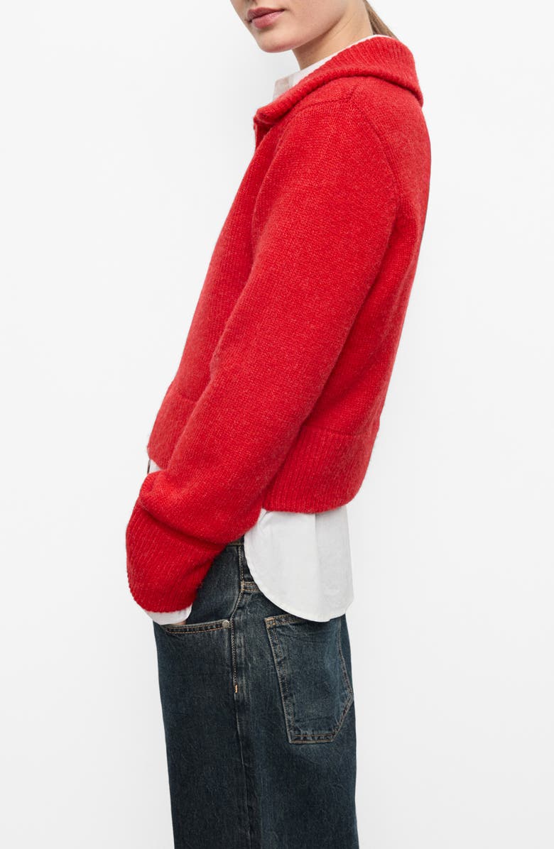 MANGO Zip-Front Cardigan, Alternate, color, Red