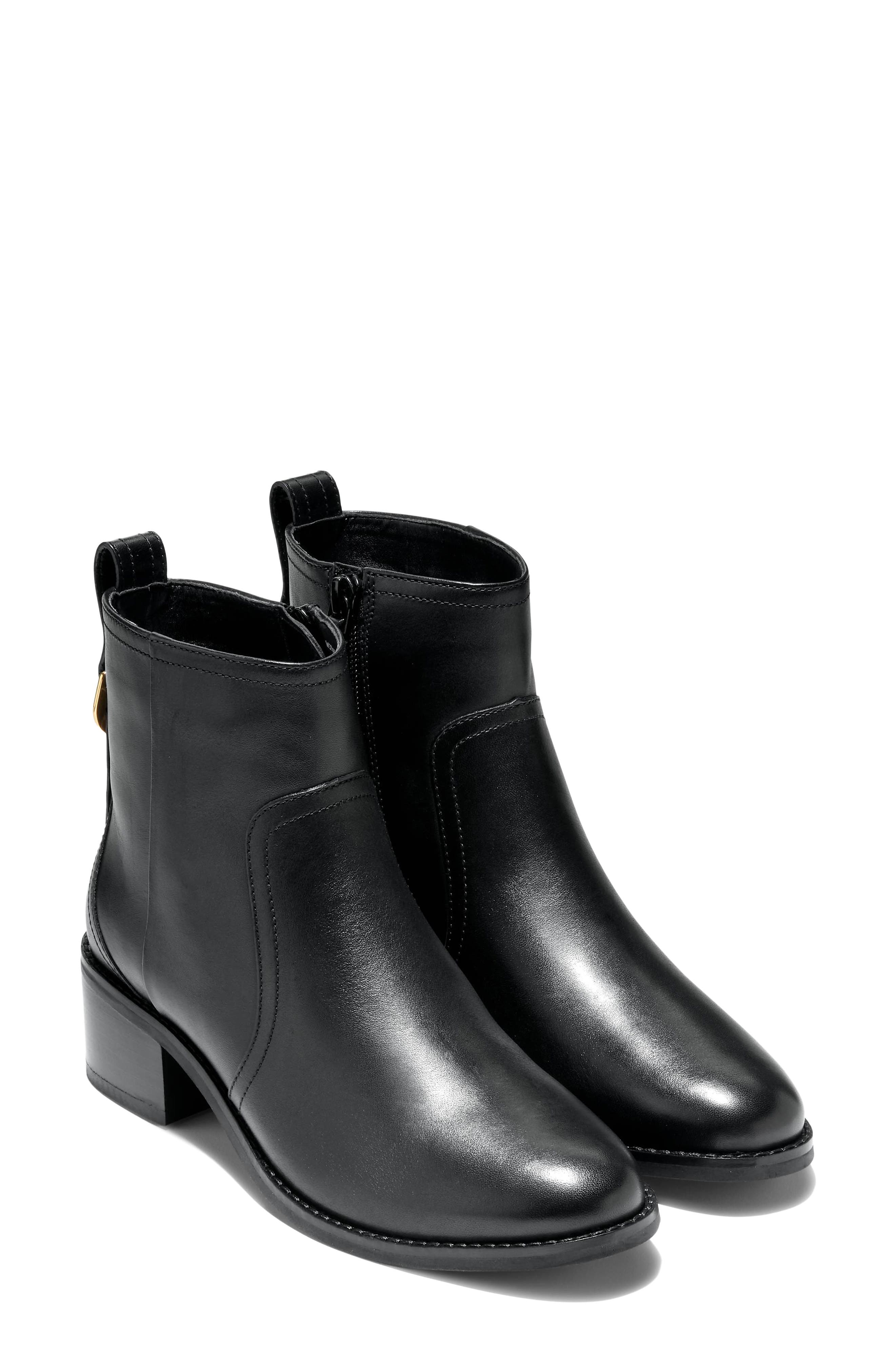 Haddie Ankle Bootie, Main, color, BLACK LEATHER