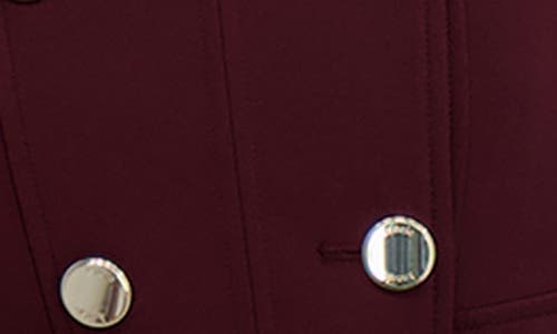 Kensie Hooded Double Breasted Soft Shell Jacket In Burgundy