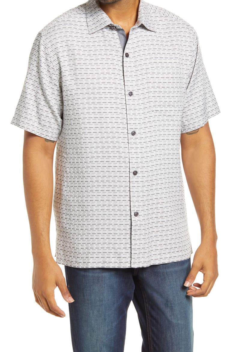 Geovanni Geo Classic Fit Silk Camp Shirt, Main, color, BALA SHARK