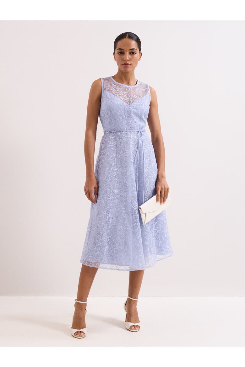 Sakura Floral Embroidered Lace Dress, Main, color, Pale Blue