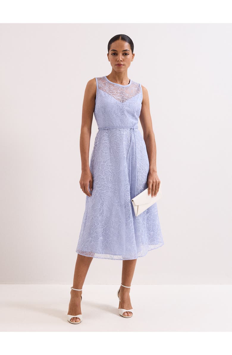 Phase Eight Sakura Floral Embroidered Lace Dress, Main, color, Pale Blue