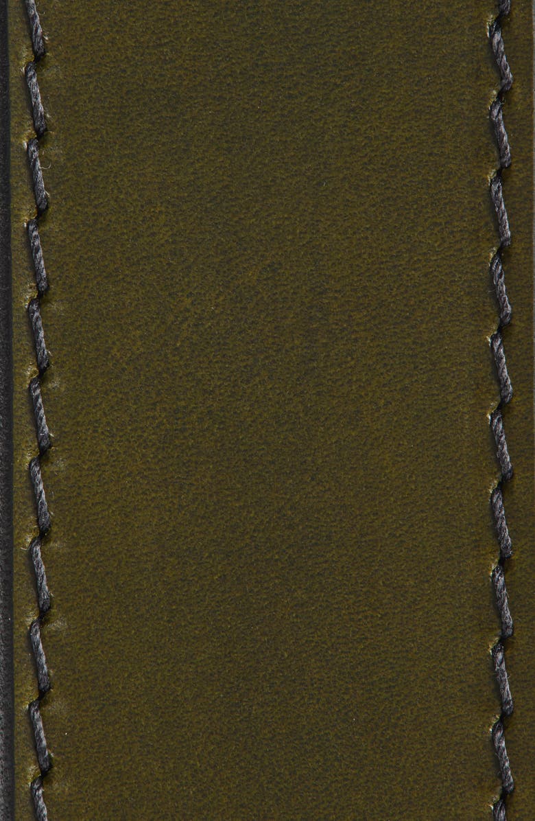 Torino Slab Stitched Leather Belt, Alternate, color, Kelly Green