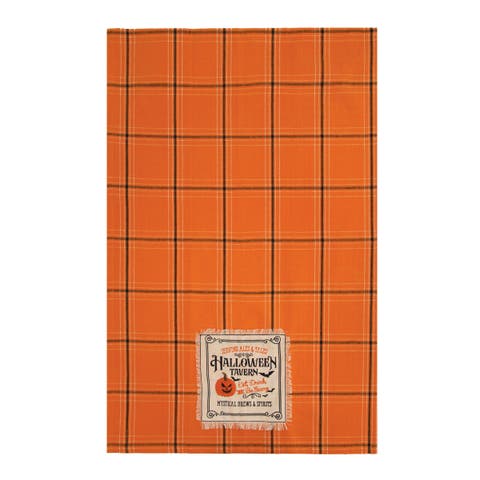 Halloween Tavern Plaid Vintage Inspired 100% Cotton Woven Dishtowel