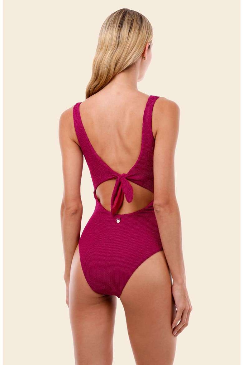 Raspberry Textured Wave Cutout One-Piece Swimsuit, Alternate, color, TEXTURED WAVE RASPBERRY