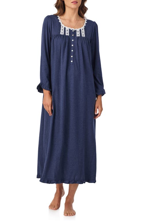 Eileen West Cotton Blend Interlock Ballet Nightgown In Blue