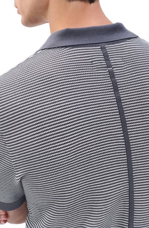 Rag & Bone Harvey Chevron Johnny Collar Polo In Blue