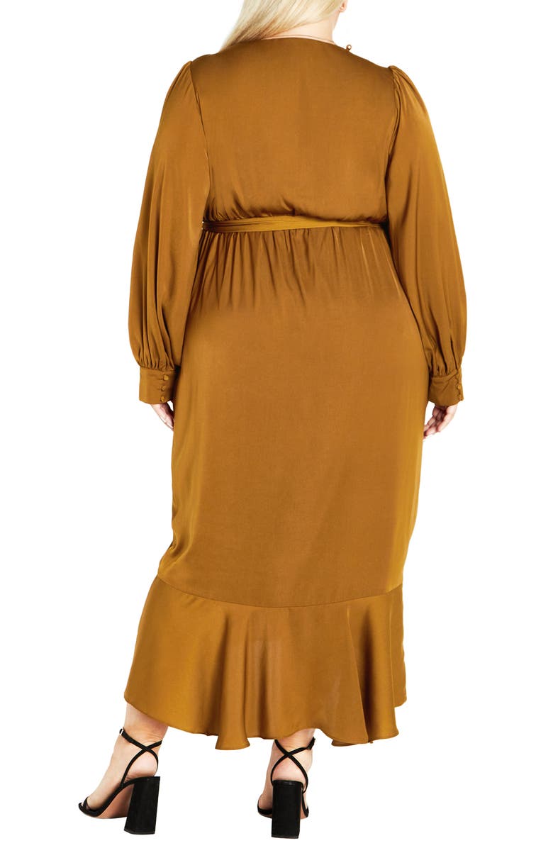 City Chic Ophelia Long Sleeve Faux Wrap Maxi Dress, Alternate, color, 