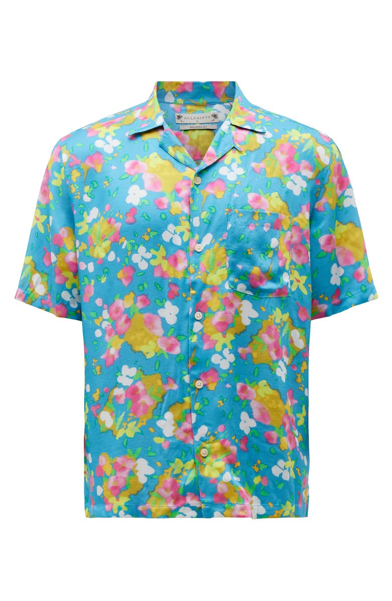 AllSaints Marino Floral Short Sleeve Camp Shirt, Alternate, color, 