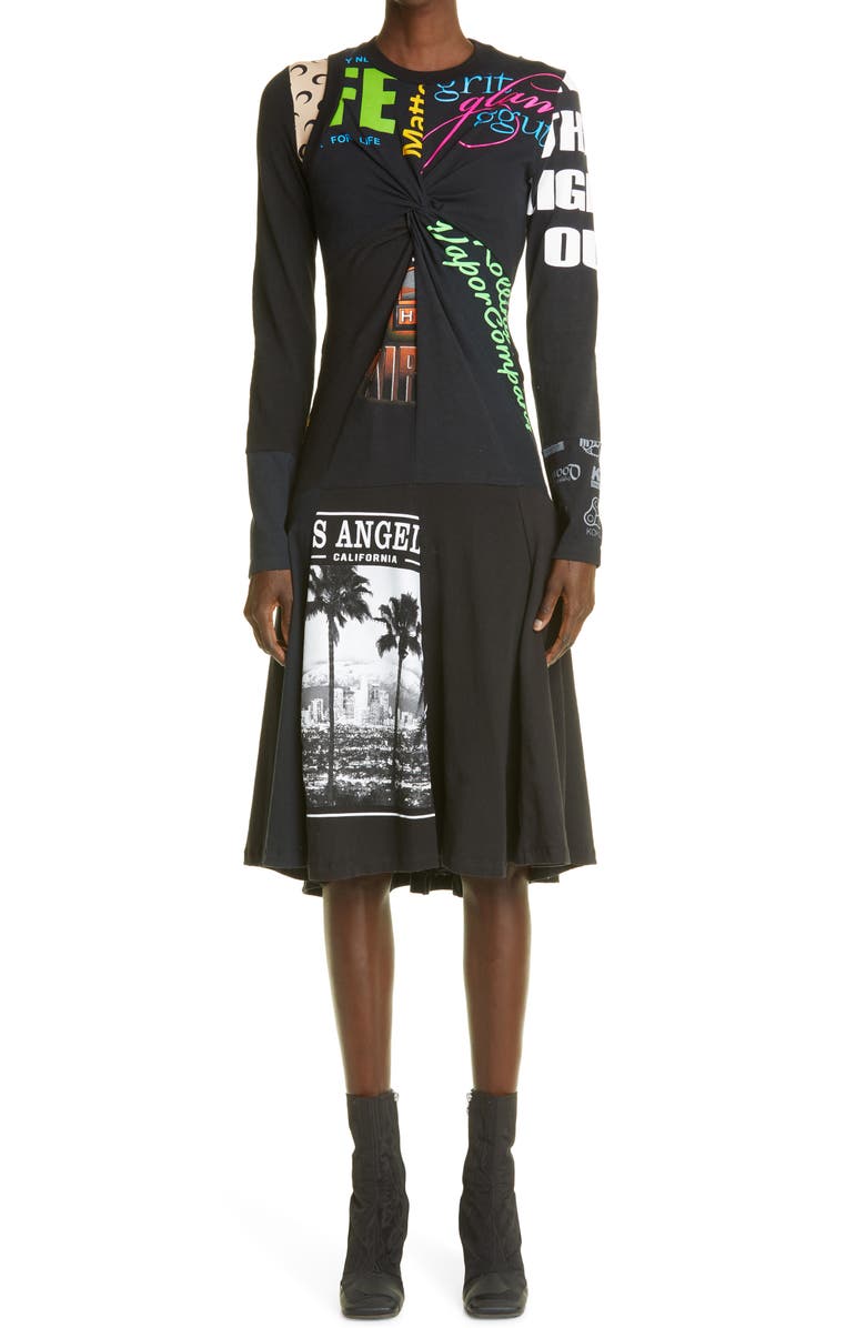 Marine Serre Regenerated Graphic Tees Dress, Main, color, 