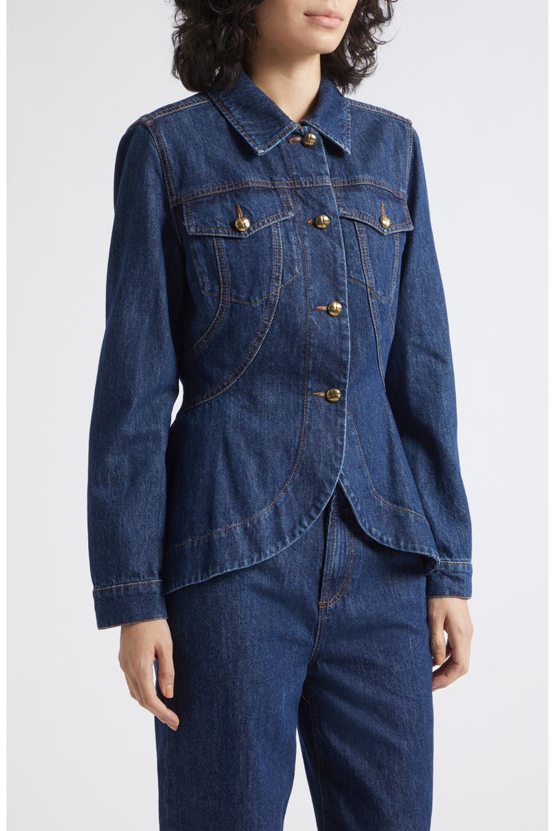 Cotton Peplum Jacket, Alternate, color, BLUE JEANS
