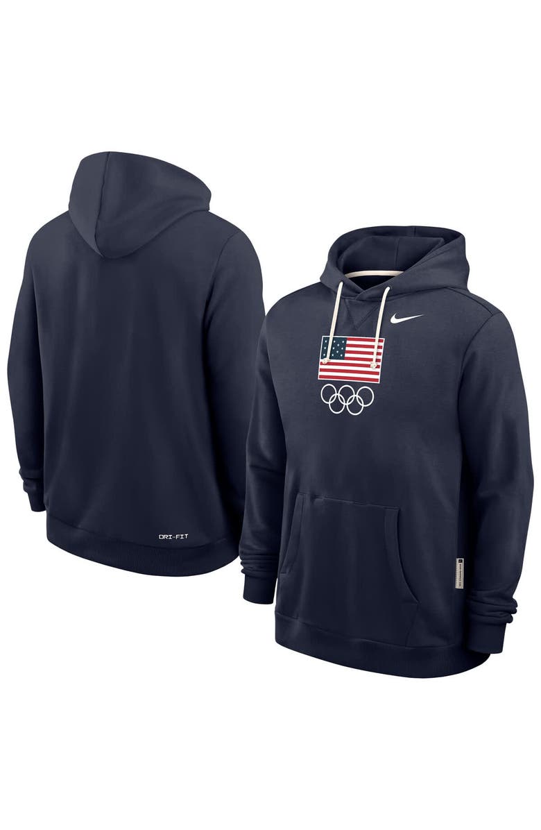 Nike Men's Nike Navy Team USA Standard Issue Dri-FIT Hoodie, Main, color,
