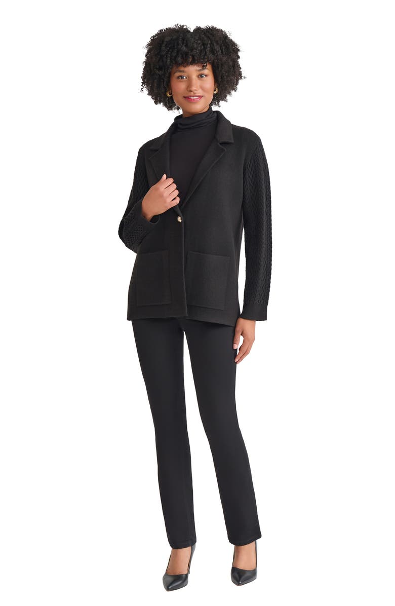 Jones New York Cable Stitch Sleeve Blazer, Alternate, color, Jones Black