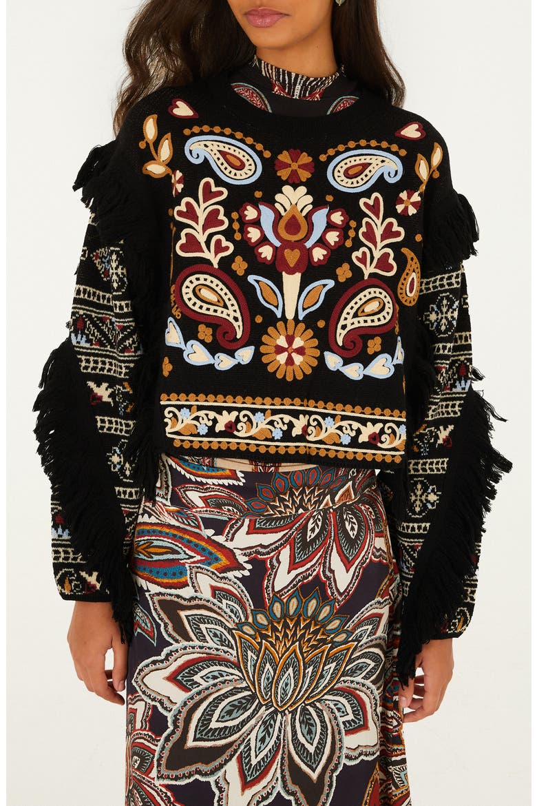 Love Paisley Cornelli Sweater, Main, color, BLACK