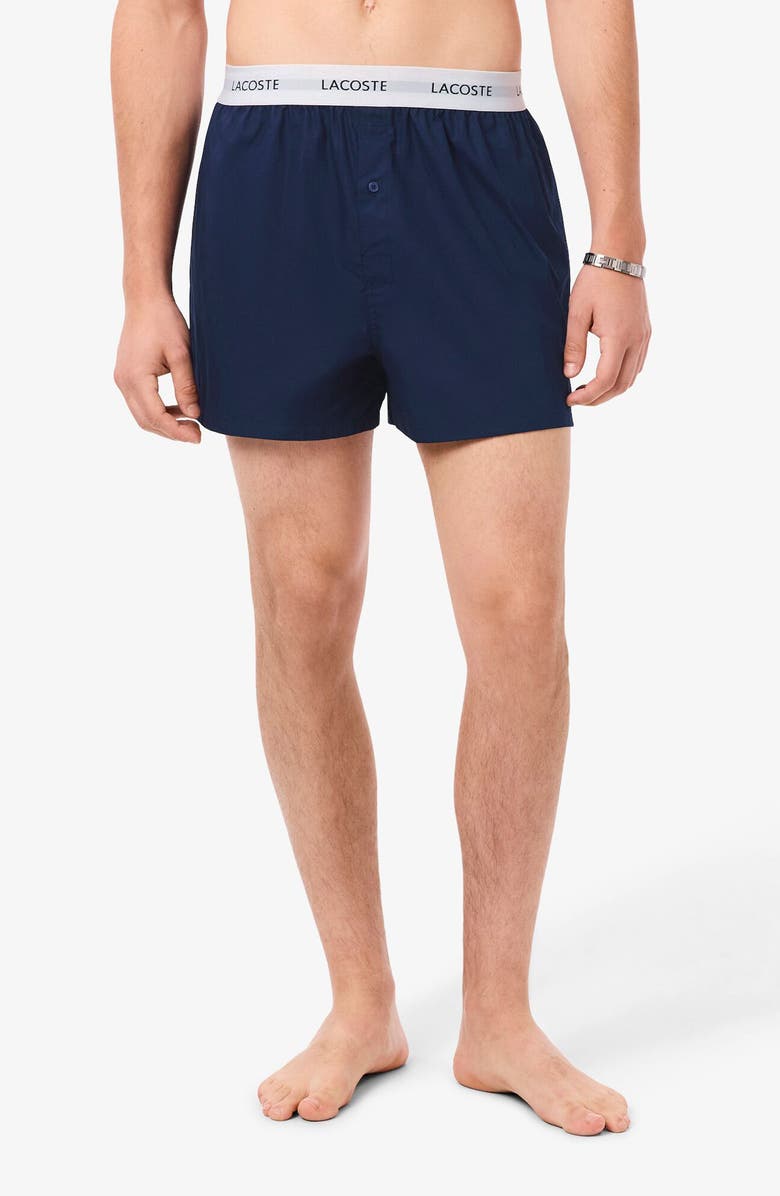 Lacoste Assorted 3-Pack Cotton Boxer Briefs, Alternate, color, Navy Blue/ Sinople