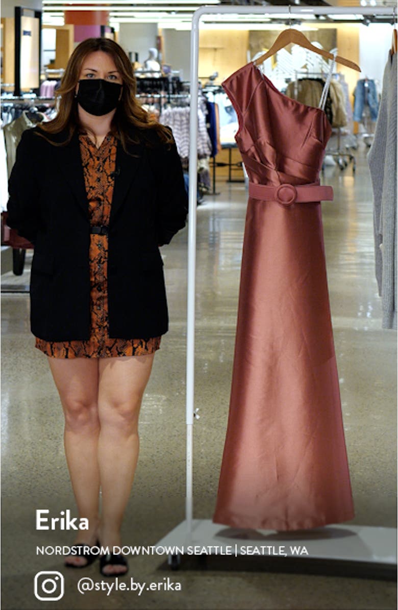 Estella One Shoulder A-Line Satin Gown, sales video thumbnail
