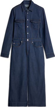 7 For All Mankind Long Sleeve Denim Midi Dress