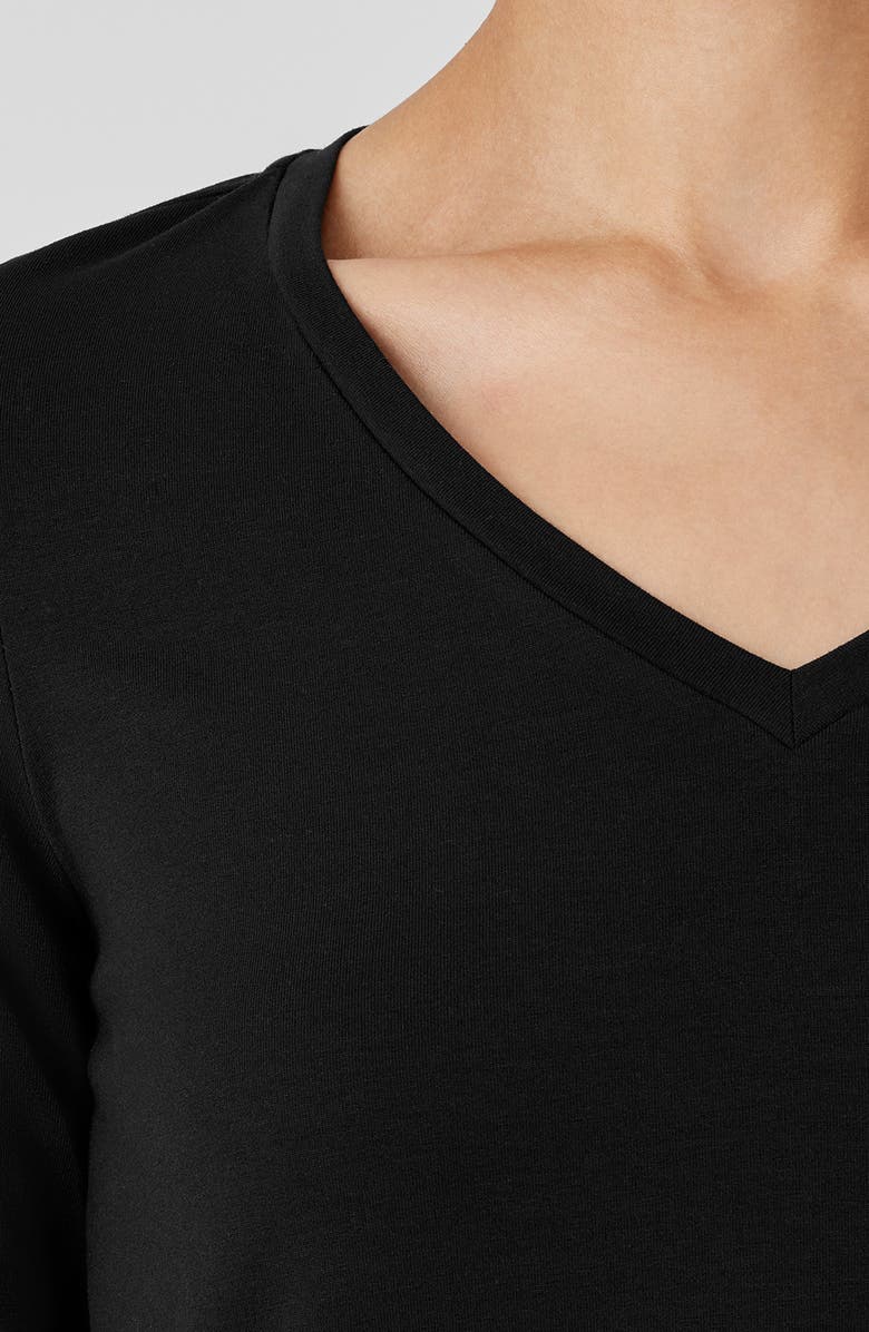 Eileen Fisher Long Sleeve V-Neck Tunic Top, Alternate, color, Black