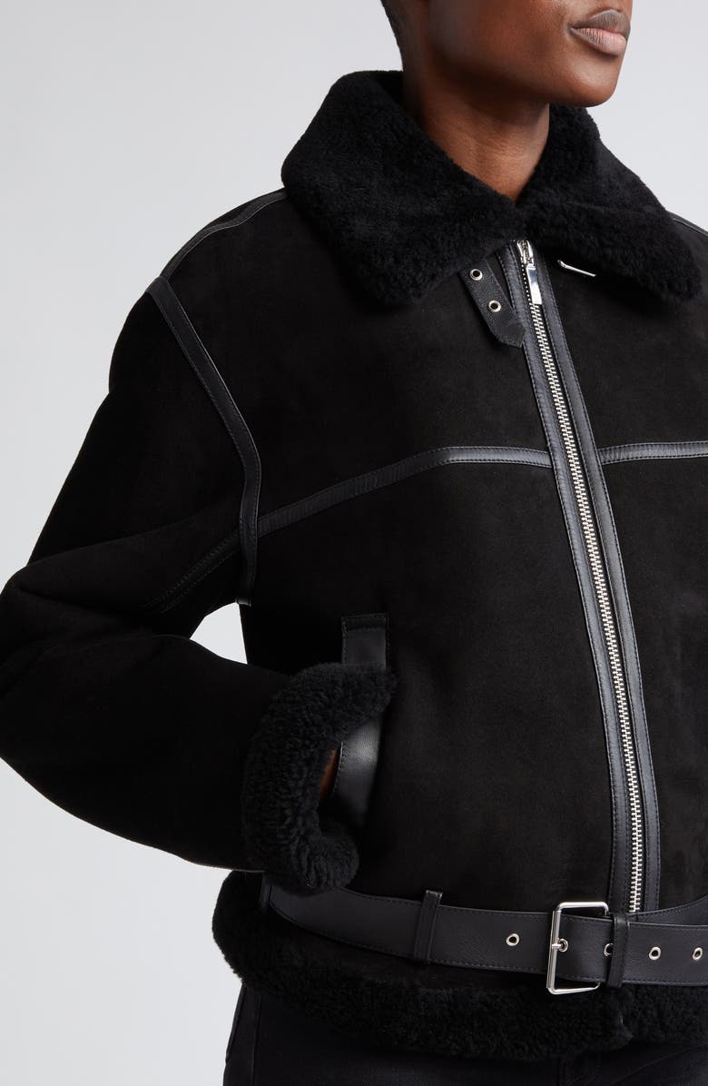 TOTEME Genuine Shearling Aviator Jacket, Alternate, color,
