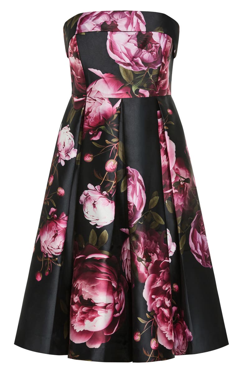 City Chic Tiffany Bloom Strapless Dress, Alternate, color, Multi Bloom