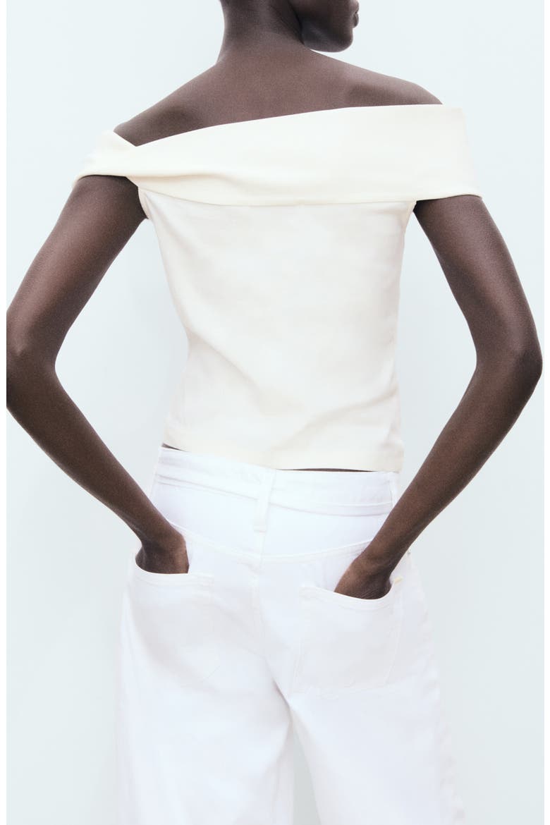 Pleated One-Shoulder Top, Alternate, color, ECRU