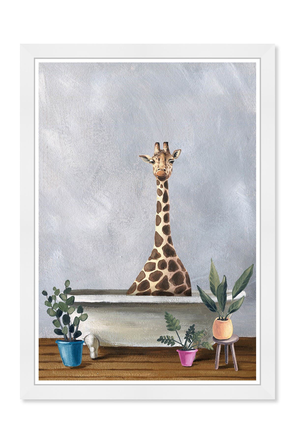 Wynwood Studio Giraffe Bath Gray Bath and Laundry Wall Art