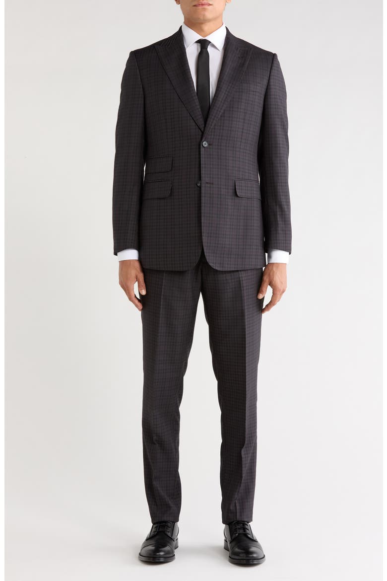 Peak Lapel Two-Piece Suit, Main, color, BLACK