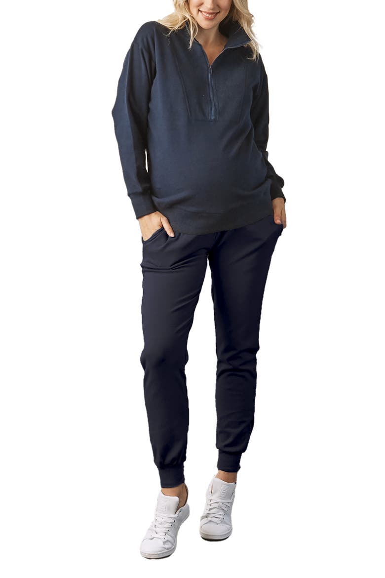Maternity/Nursing 2-Piece Track Set, Alternate, color, NAVY