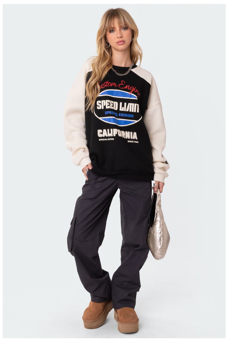 Fast Track Graphic Sweatshirt, Alternate, color, BLACK