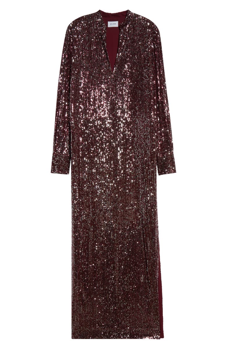 St. John Collection Sequin Embroidered Long Sleeve Gown, Alternate, color, 