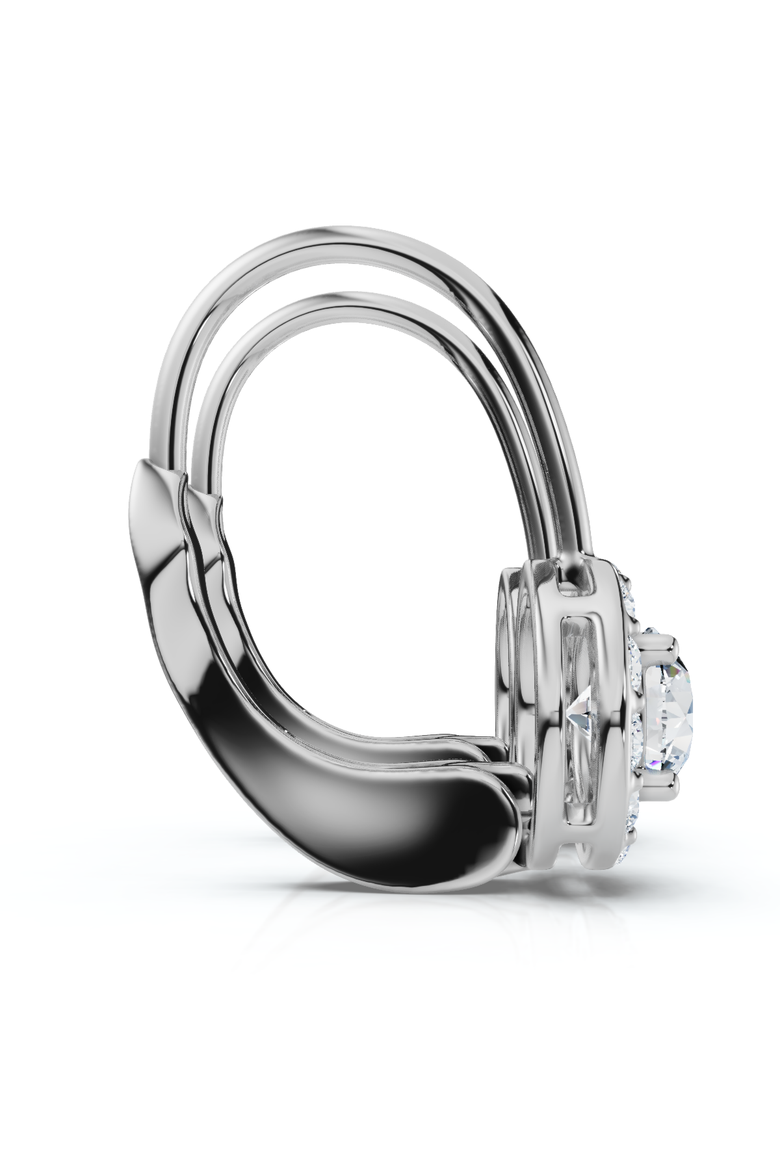 1/2Ct Halo Diamond Hoops With Lever Backs Lab Grown Small 1/2" Tall, Alternate, color, Silver