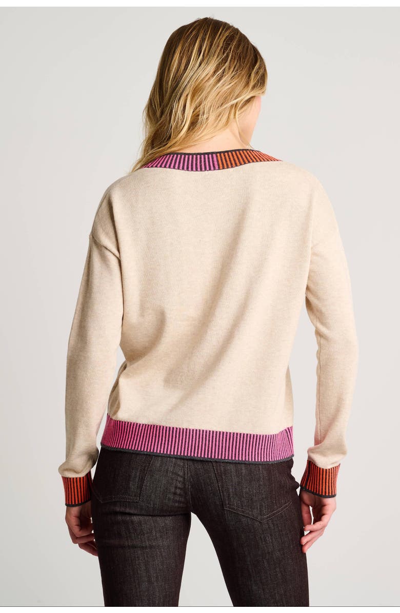 Lisa Todd Ribbed V-Neck Cotton Sweater, Alternate, color, Almond