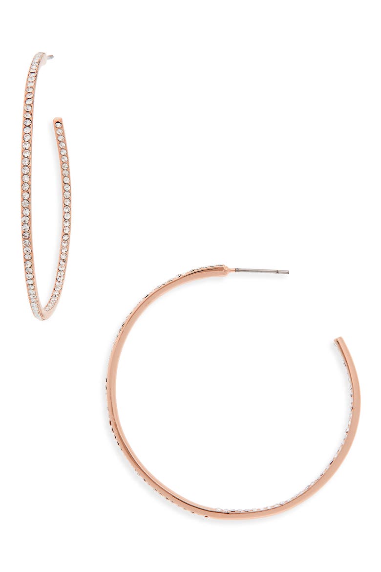Medium Seamless Pavé Hoop Earrings, Main, color, CLEAR- ROSE GOLD