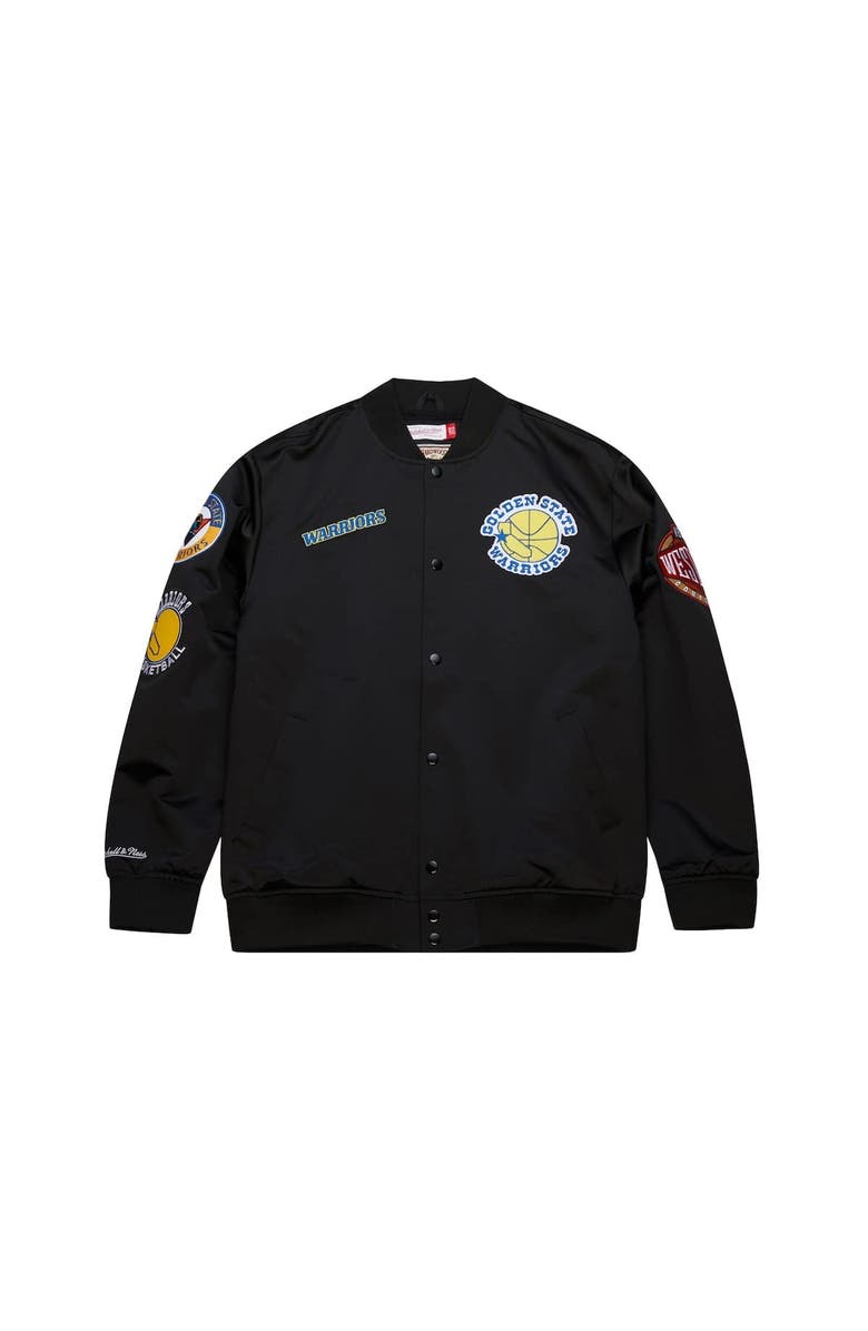 Mitchell & Ness Men's Mitchell & Ness Black Golden State Warriors Blackout Collection Vintage Full-Snap Satin Jacket, Alternate, color, Black