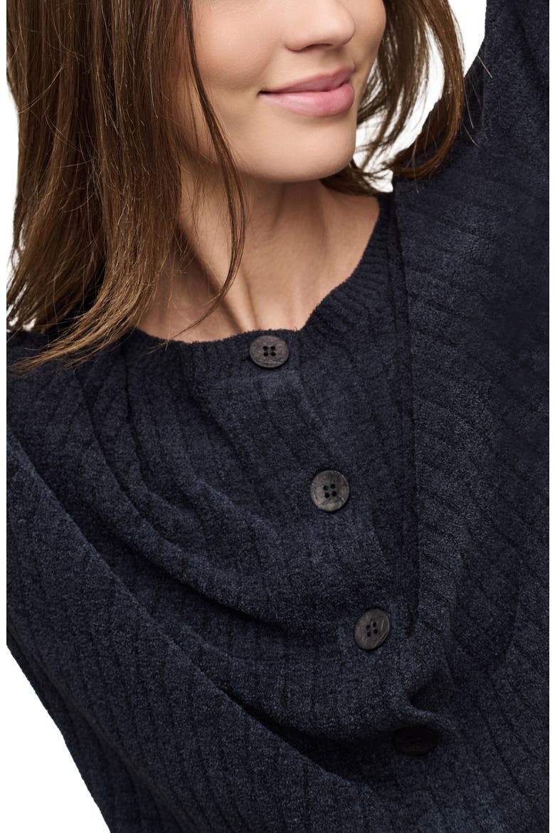 CozyChic® Ultra Lite® Textured Ribbed Cardigan, Alternate, color, BLACK