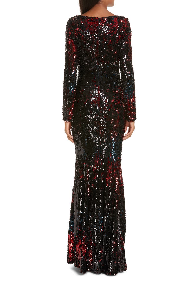 Vulcano Sequin Evening Dress, Alternate, color, BLACK