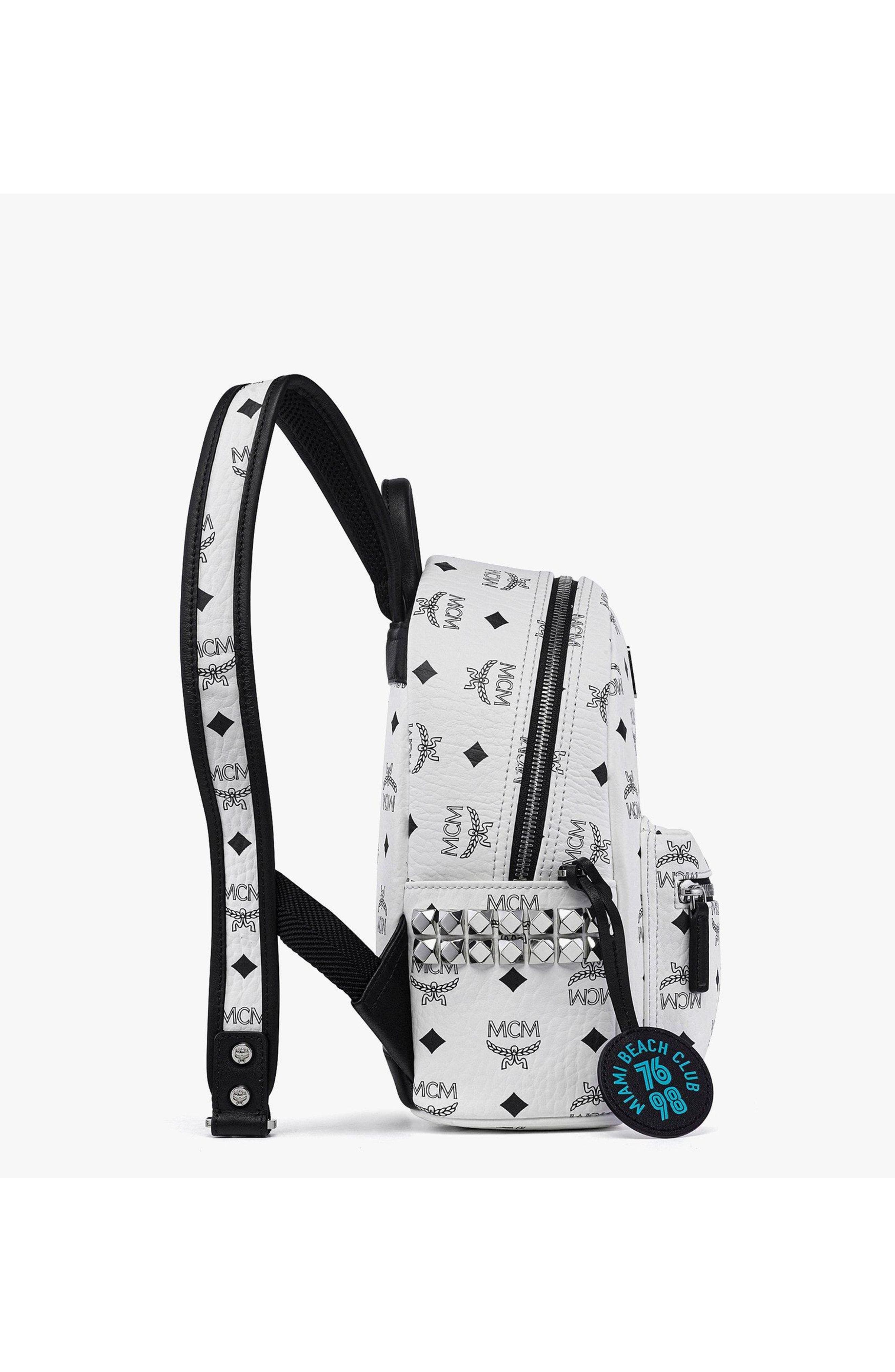 MCM Mini MCM x SNIPES Stark Side Studs Backpack in Visetos, Alternate, color, White