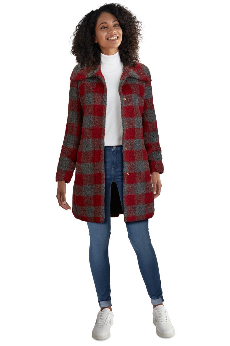 Check Coat, Alternate, color, RED/ CHARCOAL
