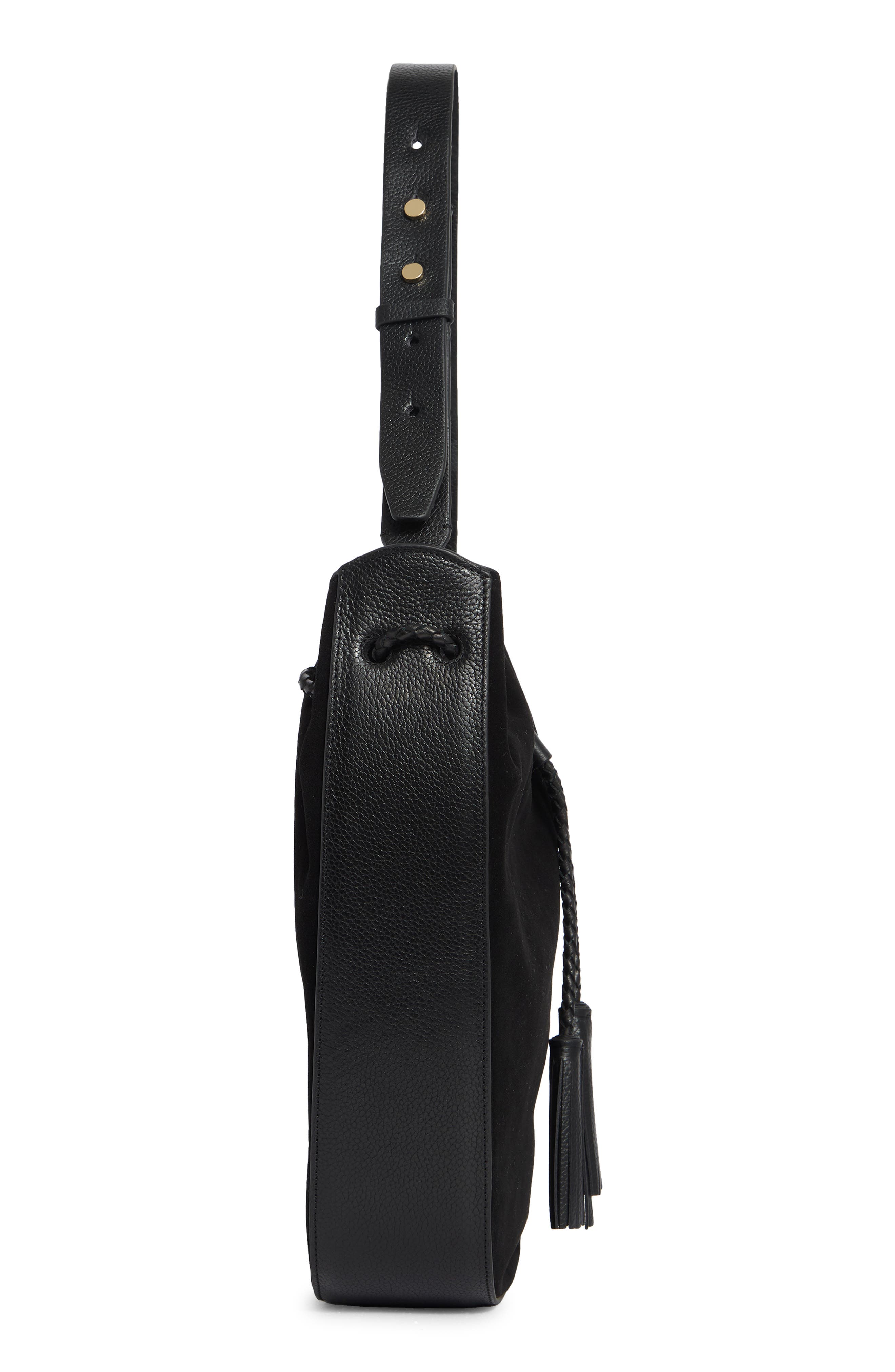 Rebecca Minkoff Lulu Suede Crossbody Bag, Alternate, color, Black