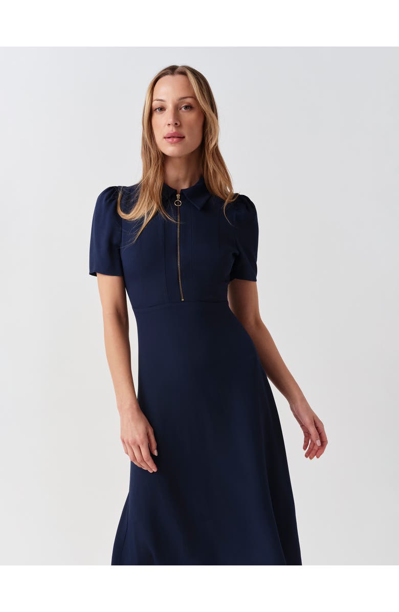 Ghost London Haisley Collared Zip Front Midi Dress, Alternate, color, Navy