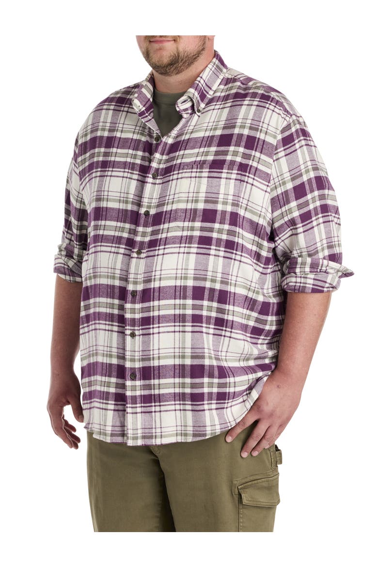 Big & Tall Large Plaid Flannel Sport Shirt V1, Alternate, color, PURPLE MULTI