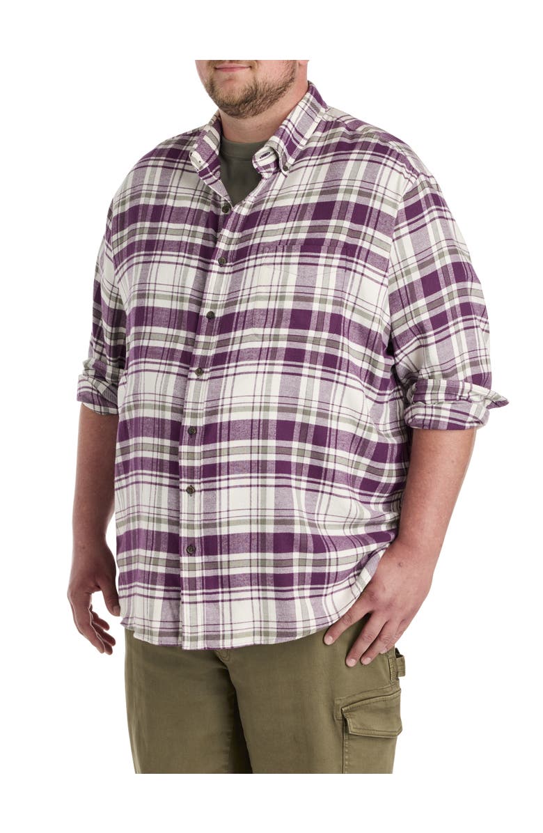 Harbor Bay by DXL Big & Tall Large Plaid Flannel Sport Shirt V1, Alternate, color, Purple Multi