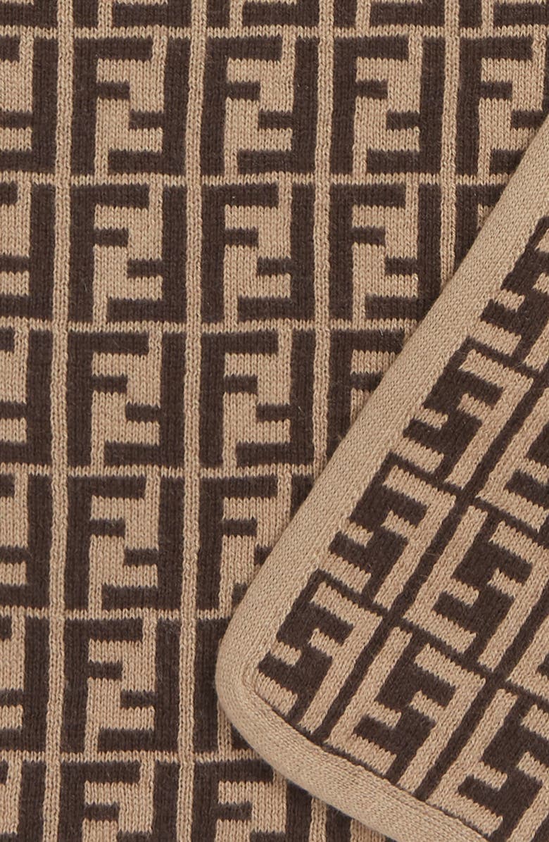 Fendi Logo Cotton & Cashmere Baby Blanket, Alternate, color, 