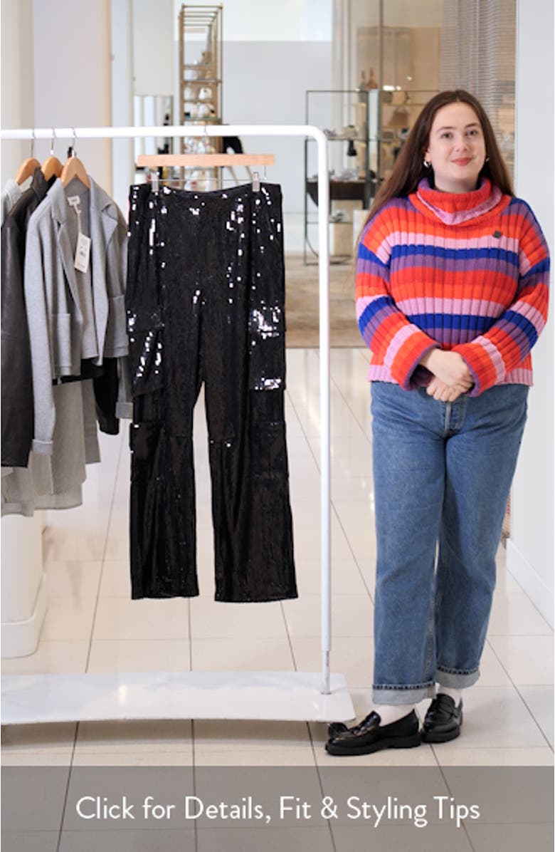 Sequin Wide Leg Cargo Pants, sales video thumbnail