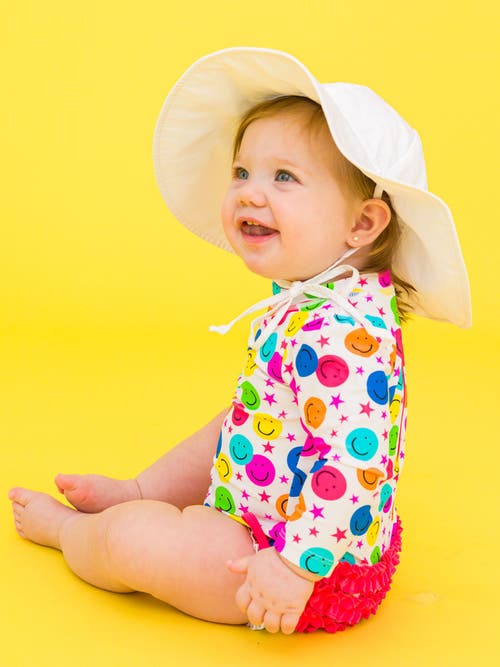 Rufflebutts Baby Girls Long Sleeve Upf50+ One Piece Rash Guard