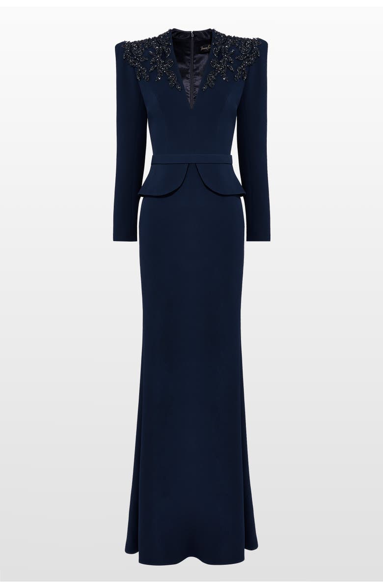 Jenny Packham Night Flowering Sequin-embellished V-neck Maxi Dress, Main, color, Blackthorne Blue