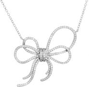 SAVVY CIE JEWELS Cubic Zirconia Bow Pendant Necklace