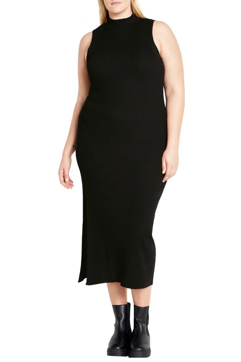 Kenia Sleeveless Ribbed Sweater Dress, Main, color, BLACK
