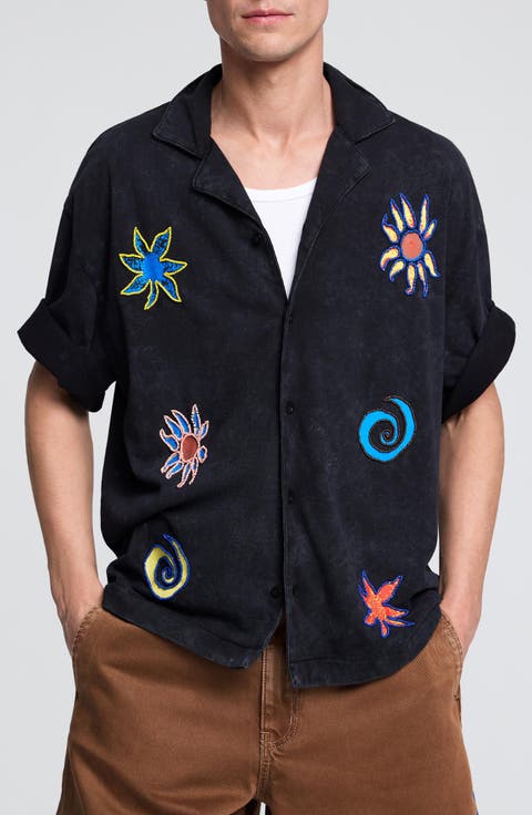 Embroidered Cotton Camp Shirt